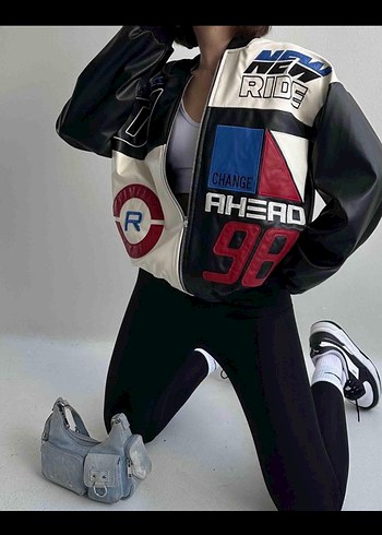 Baskılı Deri Ceket - Görsel 7