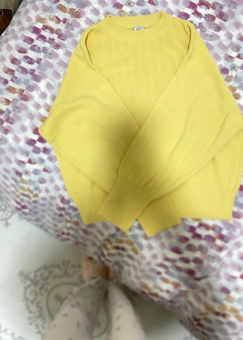 Sarı Kadın Triko Salaş Kazak - Görsel 2