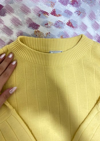 Sarı Kadın Triko Salaş Kazak - Görsel 3