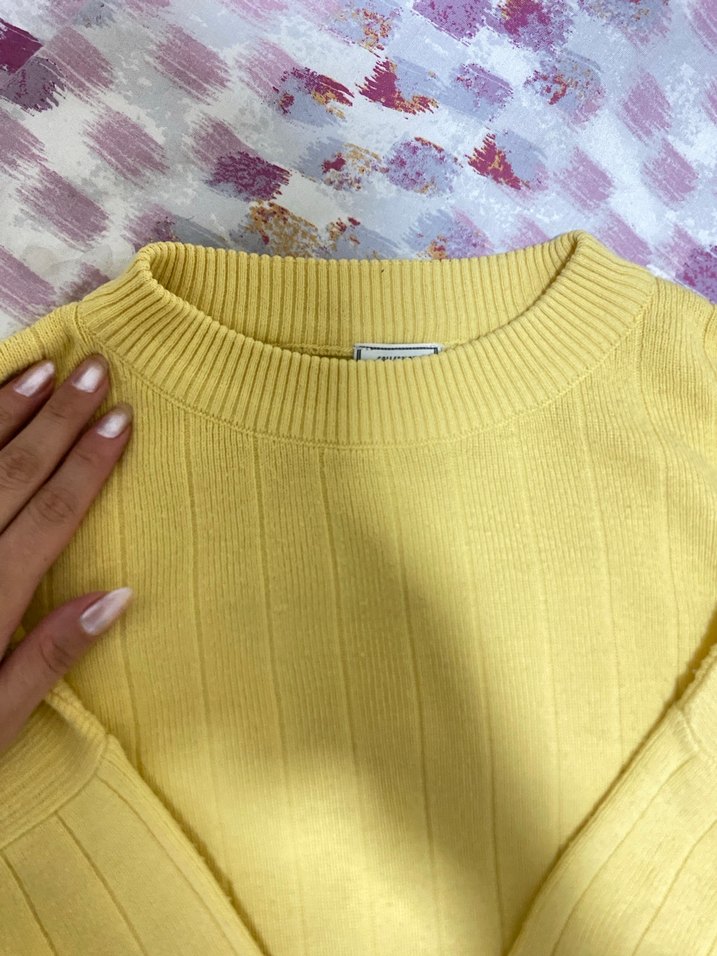 Sarı Kadın Triko Salaş Kazak - Görsel 3