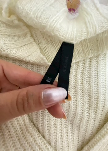 Bohem Tarz Beyaz Örgü Boğazlı Kazak - Görsel 4