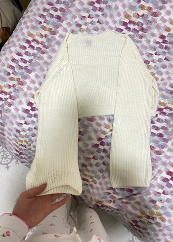 Bohem Tarz Beyaz Örgü Boğazlı Kazak - Görsel 2