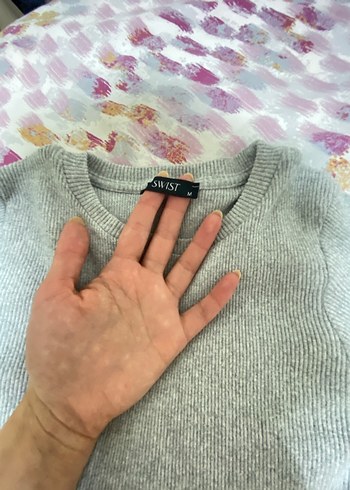 Gri Kadın Triko Uzun Kollu Kazak - Görsel 3