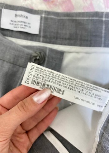 Gri Kareli Düğmeli Kadın Kumaş Pantolon - Görsel 5