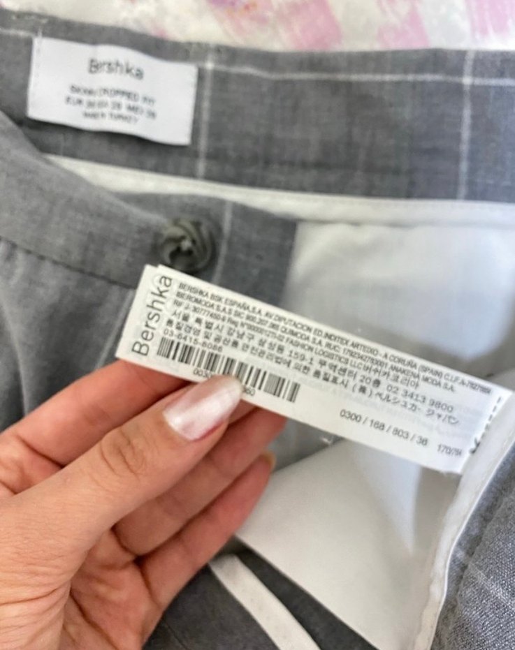 Gri Kareli Düğmeli Kadın Kumaş Pantolon - Görsel 5