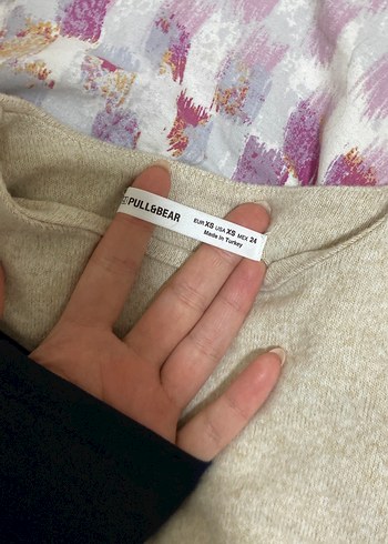 Kadın Bej Keten Kısa Kollu Tişört - Görsel 2