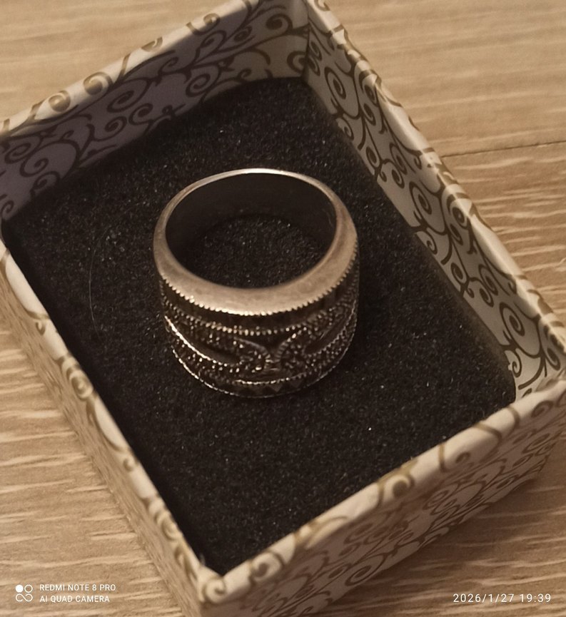 925 syar gümüş kemer Detaylı Siyah Vintage Kadın Yüzük - Görsel 4