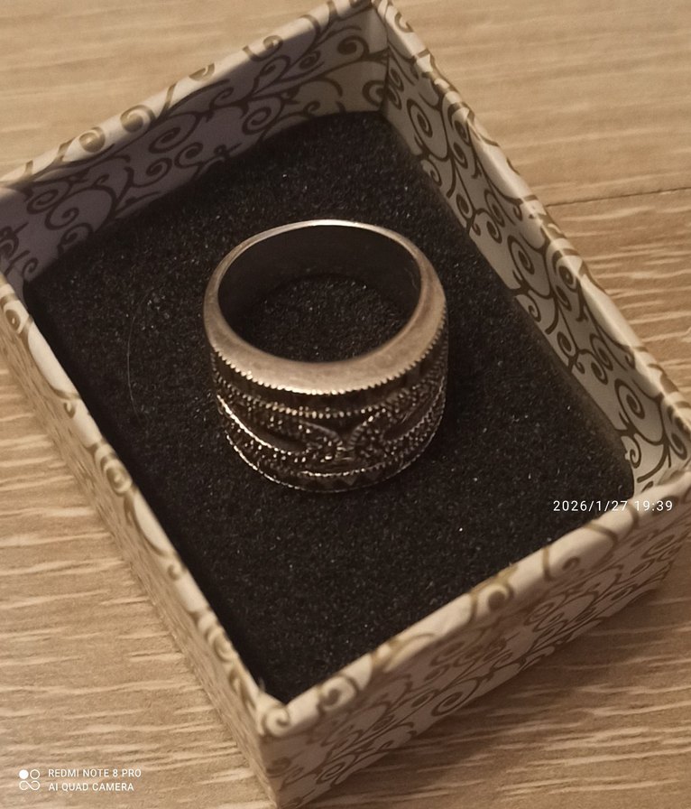 925 syar gümüş kemer Detaylı Siyah Vintage Kadın Yüzük - Görsel 2