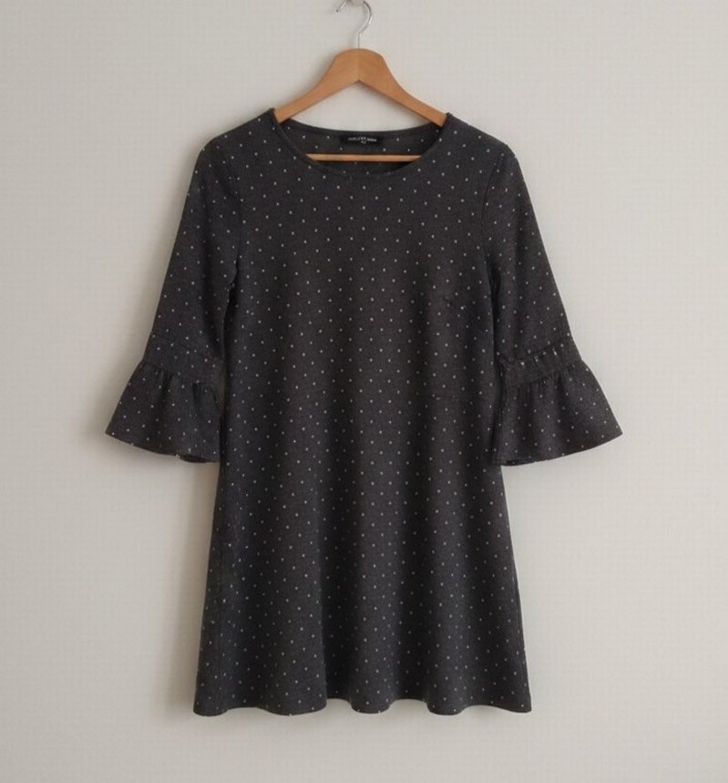 Puantiyeli Fırfırlı Midi Elbise - Görsel 2