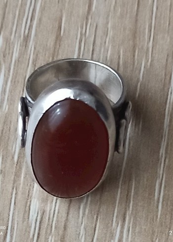 Koyu Kırmızı akik Taşlı Bay bayan Yüzük 7 cm 925 ayar gümüş - Görsel 2