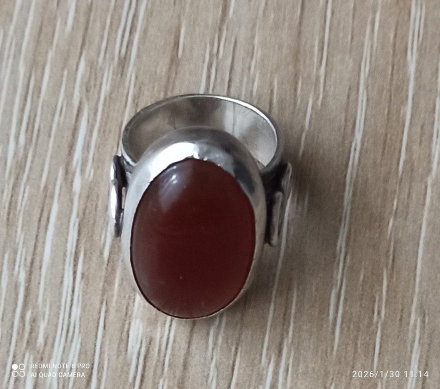 Koyu Kırmızı akik Taşlı Bay bayan Yüzük 7 cm 925 ayar gümüş - Görsel 2