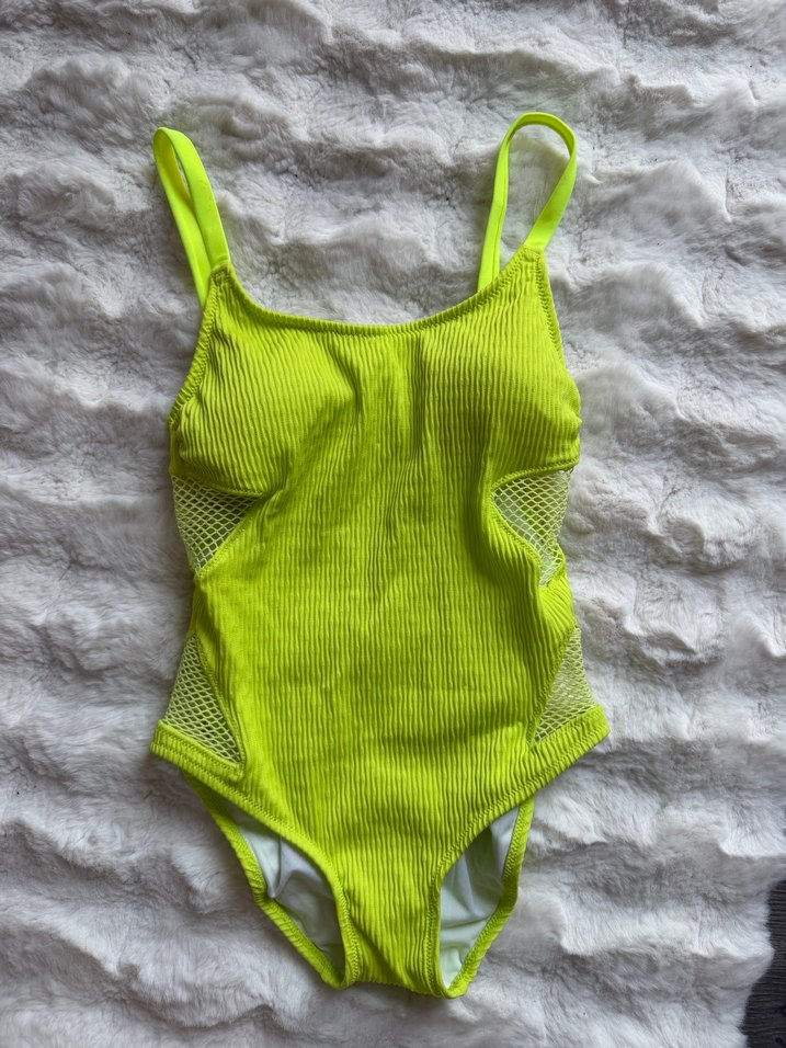 Sarı Örgü İnce Askılı Kadın Mayo - Görsel 2