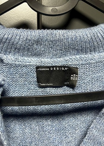 Buz mavisi Örgü Kadın Triko Kazak - Görsel 3