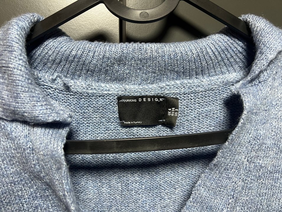 Buz mavisi Örgü Kadın Triko Kazak - Görsel 3