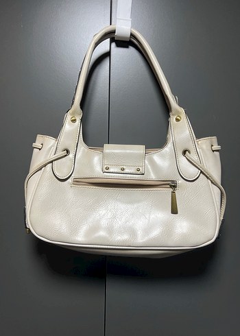 Vintage Bej Deri Kadın Çanta - Görsel 2