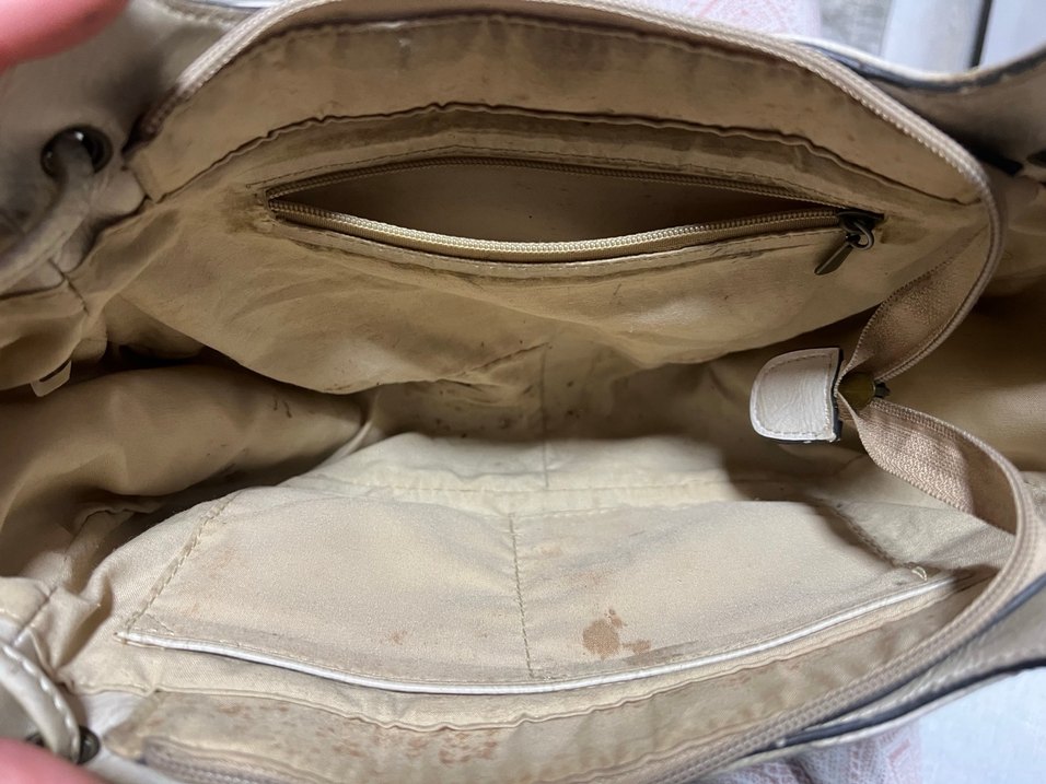 Vintage Bej Deri Kadın Çanta - Görsel 3