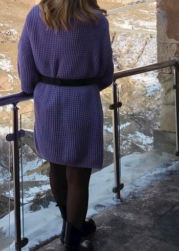 Mor Triko Boğazlı Kadın Kazak - Görsel 2