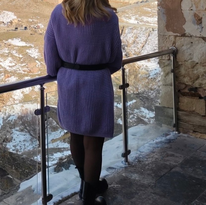 Mor Triko Boğazlı Kadın Kazak - Görsel 2