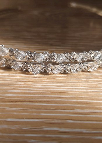 Beyaz Boncuklu Cam Taç - Görsel 4