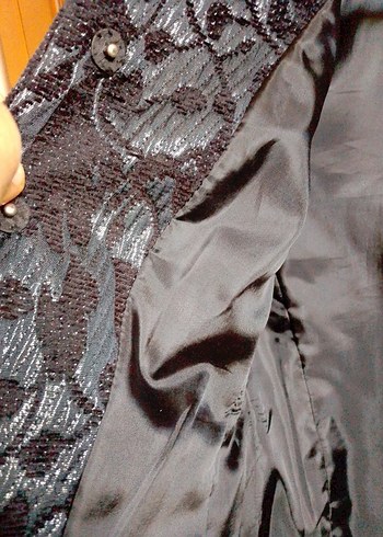 Düğmeli Koyu Gri Midi Kadın Blazer - Görsel 3