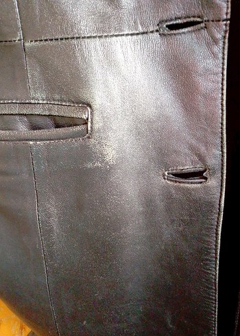 Düğmeli Siyah Deri Kadın Ceket - Görsel 6