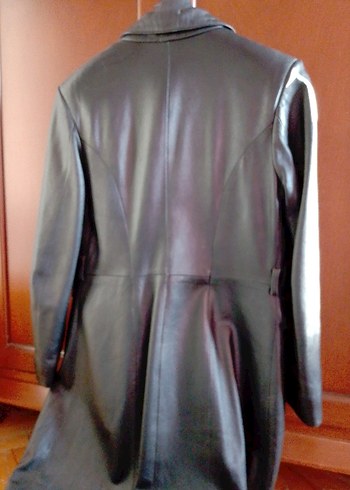 Düğmeli Siyah Deri Kadın Ceket - Görsel 8