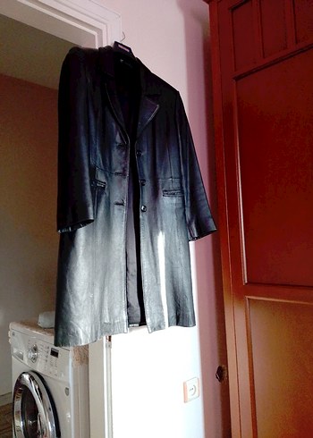 Düğmeli Siyah Deri Kadın Ceket - Görsel 2