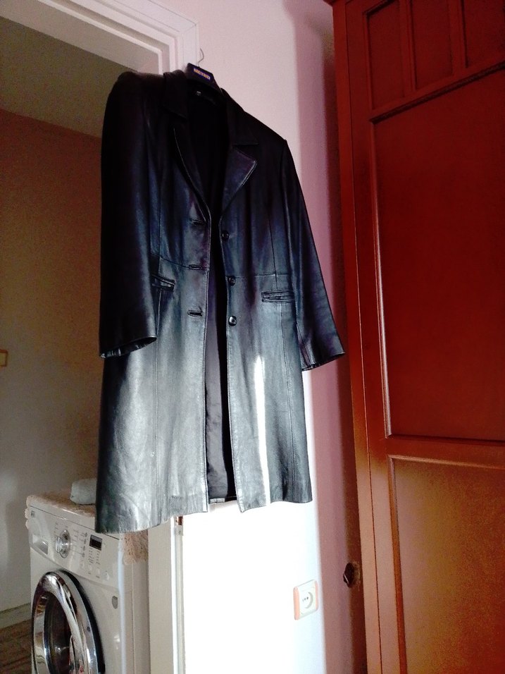 Düğmeli Siyah Deri Kadın Ceket - Görsel 2