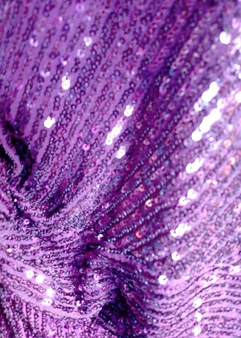 Mor Parlak Drapeli Uzun Abiye Elbise - Görsel 7