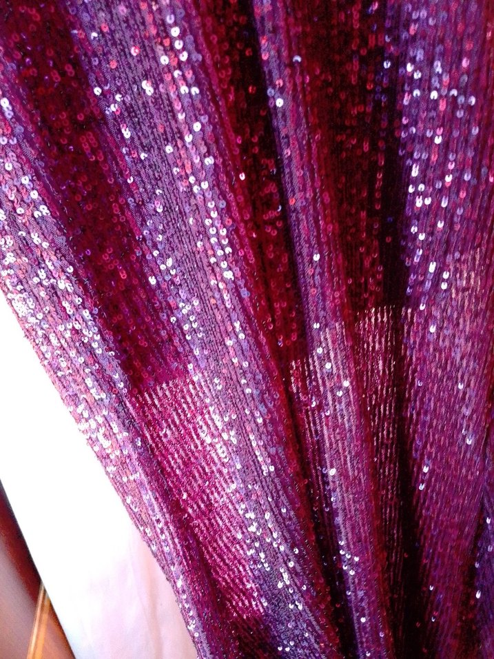 Mor Parlak Drapeli Uzun Abiye Elbise - Görsel 4