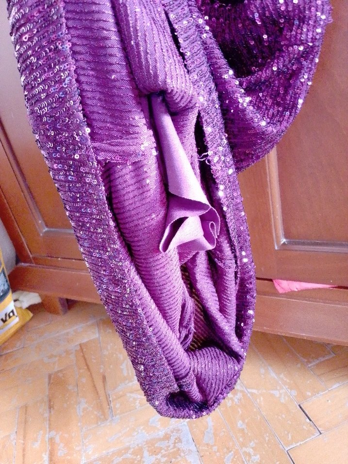 Mor Parlak Drapeli Uzun Abiye Elbise - Görsel 2