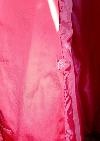 Düğmeli Kırmızı Midi trenchkot Kabanı - Görsel 6