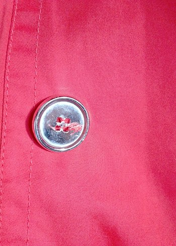 Düğmeli Kırmızı Midi trenchkot Kabanı - Görsel 7