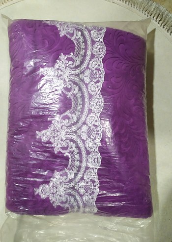 Mor Nakışlı Yatak Örtüsü Seti çift kişilik 6 parça - Görsel 4