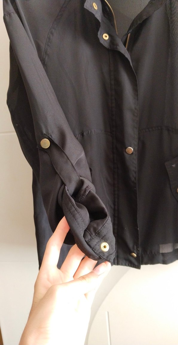 Siyah Kadın Midi Boy Düğmeli Ceket - Görsel 3