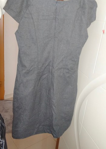 Gri midi boy elbise - Görsel 4