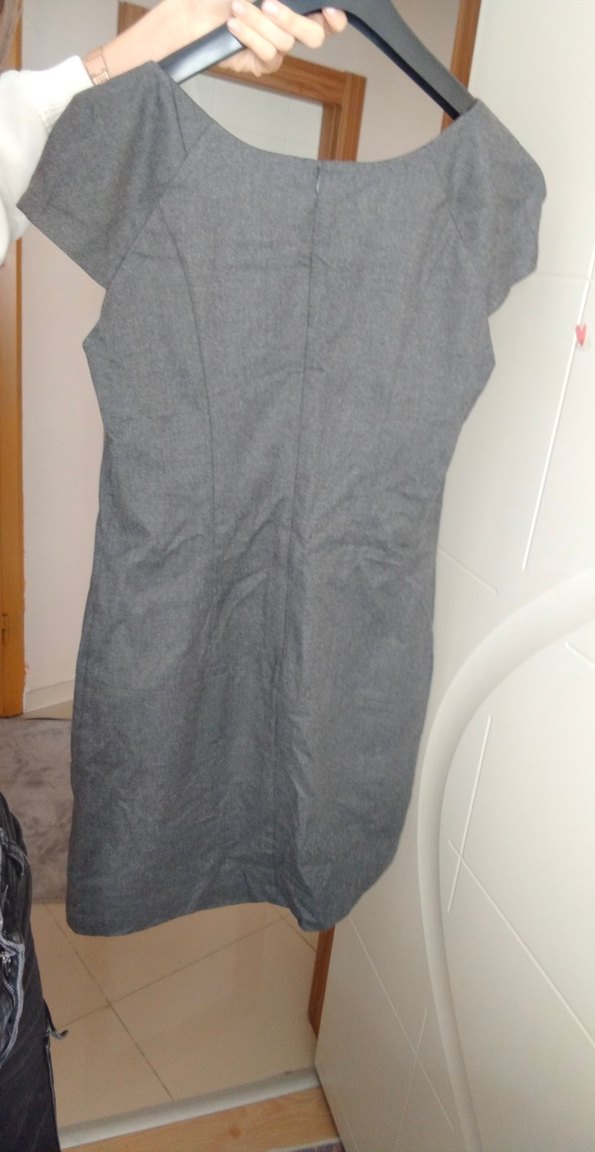 Gri midi boy elbise - Görsel 4