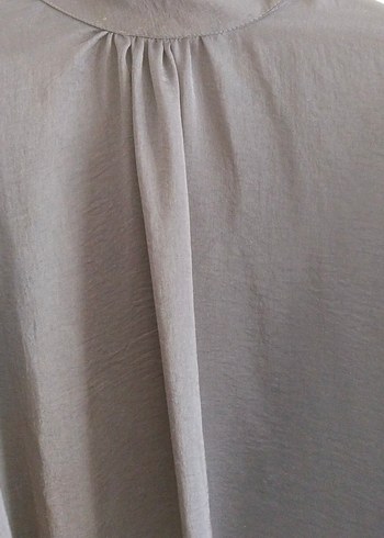 Lacivert Uzun Kollu Yüksek Yakalı Bluz gömlek - Görsel 3