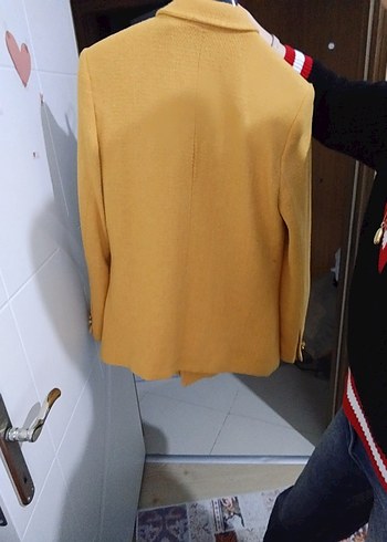 Düğmeli Sarı Klasik Kadın Blazer Ceket - Görsel 4