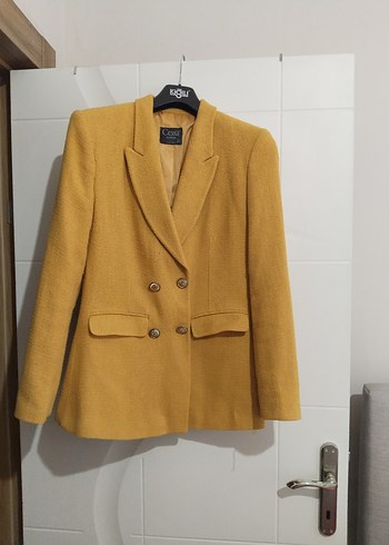 Düğmeli Sarı Klasik Kadın Blazer Ceket - Görsel 2
