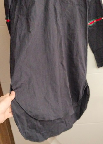 Düğmeli Siyah Kadın Midi Gömlek - Görsel 4