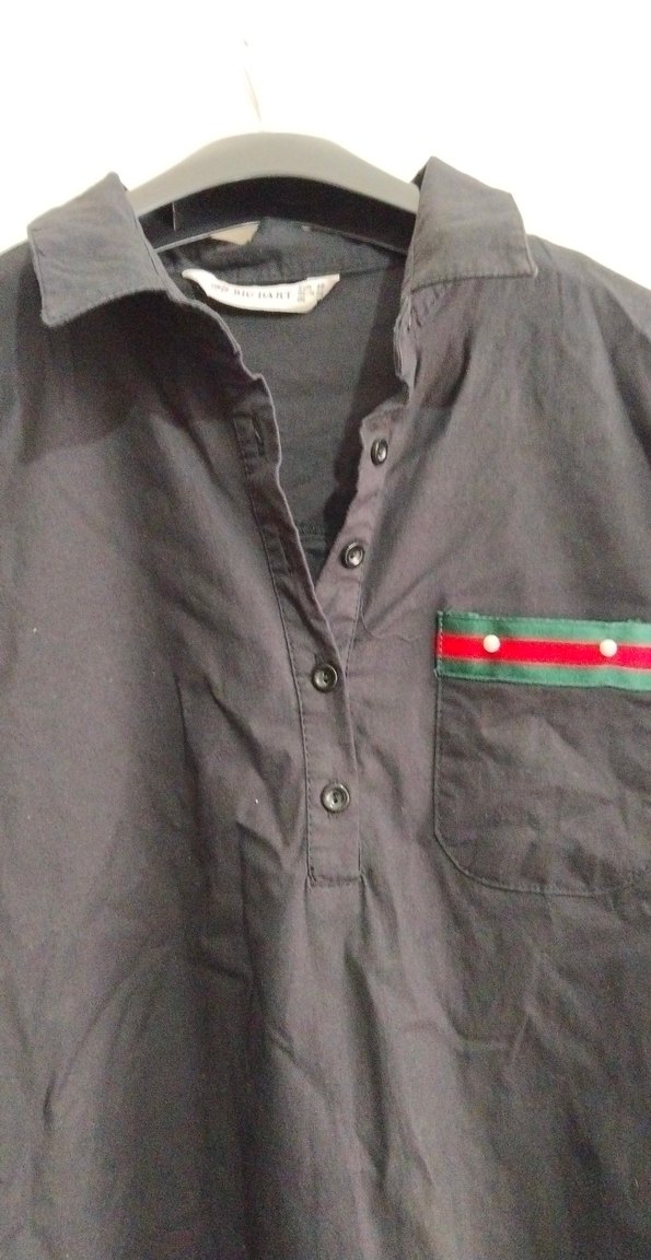 Düğmeli Siyah Kadın Midi Gömlek - Görsel 3