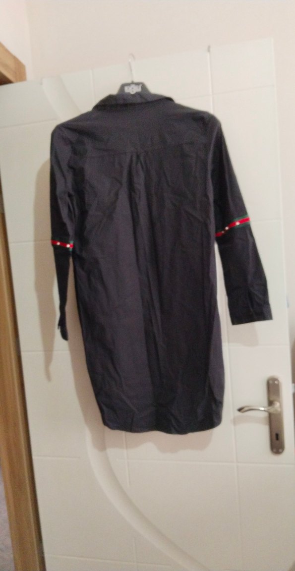 Düğmeli Siyah Kadın Midi Gömlek - Görsel 5