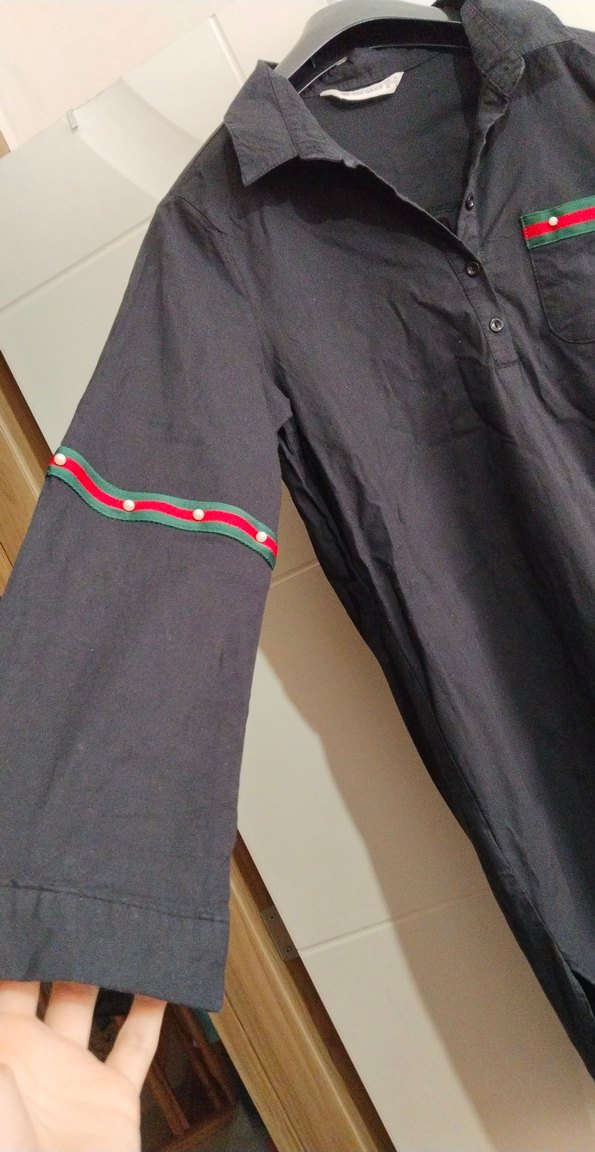 Düğmeli Siyah Kadın Midi Gömlek - Görsel 2