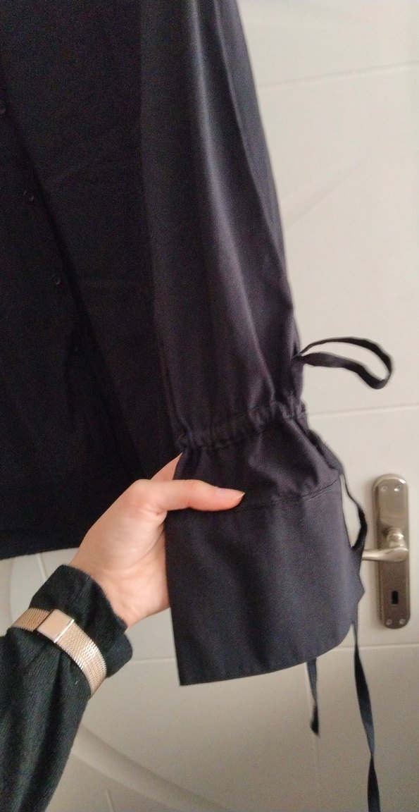 Kadın Siyah Uzun Kollu Düğmeli Gömlek - Görsel 2