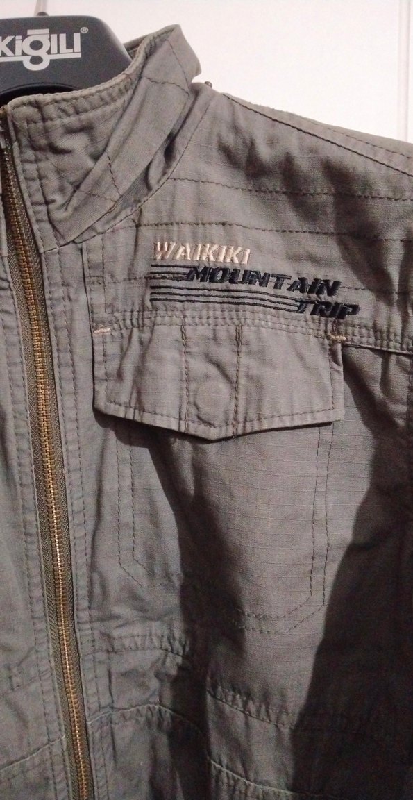 Gri Erkek Keten Ceket, Rahat Kesim, Düğmeli - Görsel 2