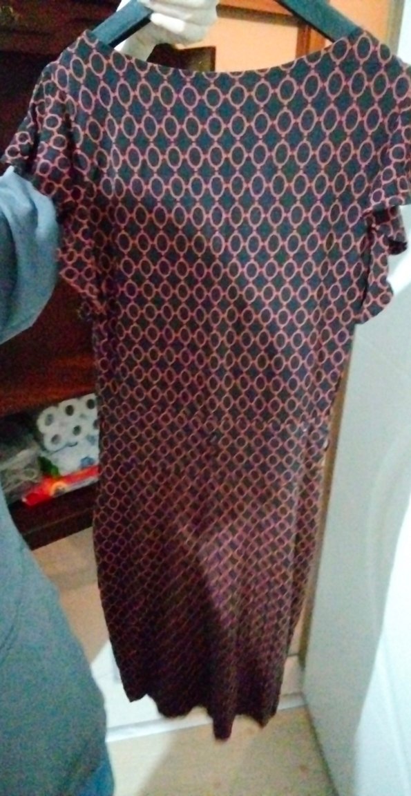 Kırmızı V Yakalı Fırfırlı Uzun Elbise - Görsel 4