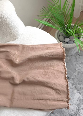 Bej Keten Rahat Kesim Kadın etek - Görsel 4