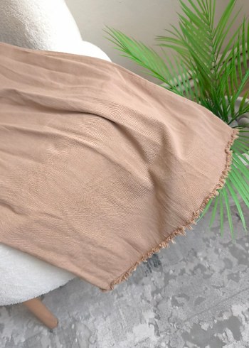 Bej Keten Rahat Kesim Kadın etek - Görsel 9