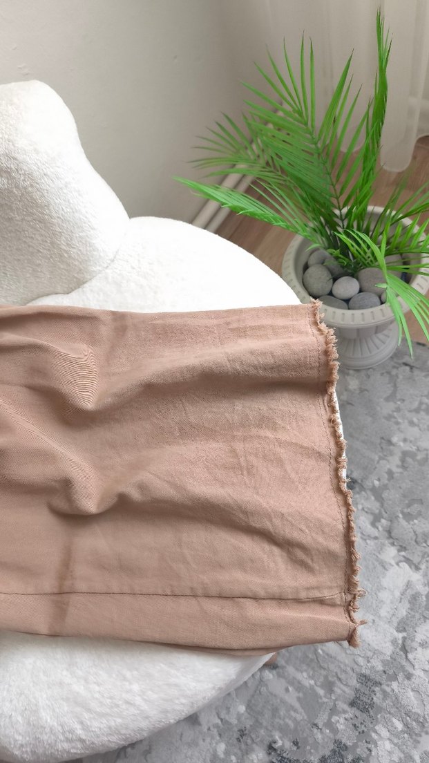 Bej Keten Rahat Kesim Kadın etek - Görsel 4